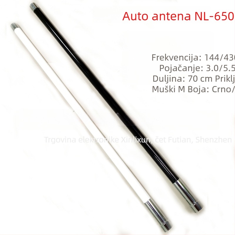 Antena NL650 za vozilo, FRP štap s dvostrukim ziskom, 144/430 MHz, impedancija 50 Ω
