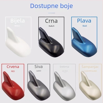 Dekorativna antena u obliku žraloče peraje za automobile, samoljepljivi montažni sustav, ABS plastika, lakirani završetak, univerzalna kompatibilnost s originalnim modelima bez antene
