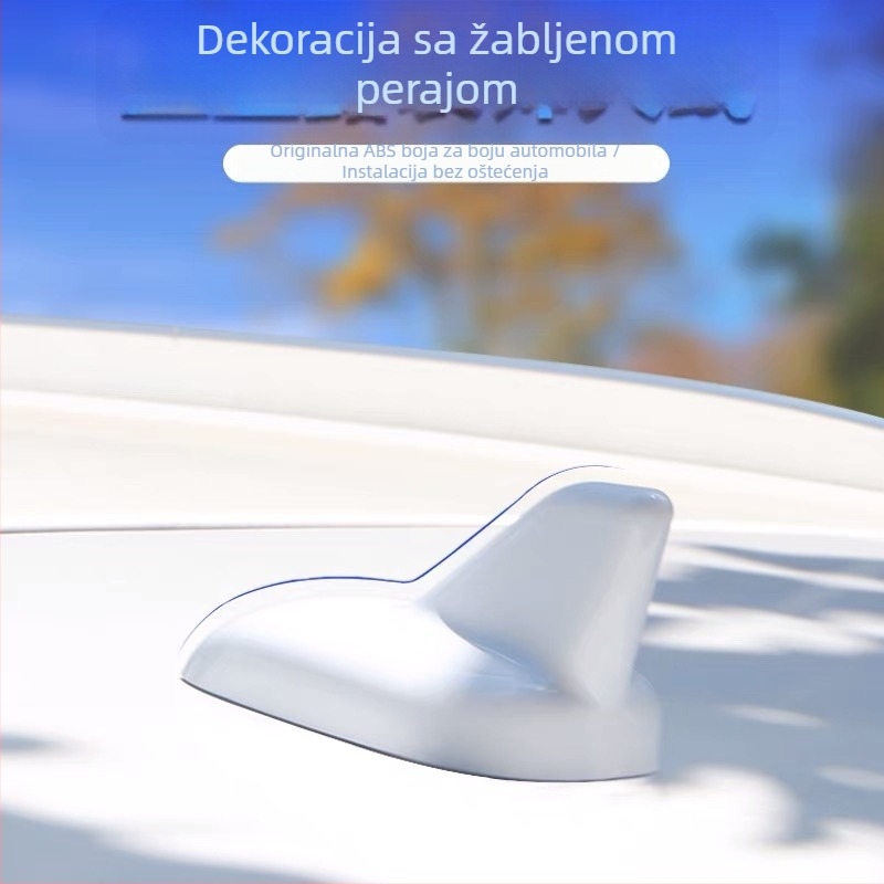 Dekorativna antena u obliku žraloče peraje za automobile, samoljepljivi montažni sustav, ABS plastika, lakirani završetak, univerzalna kompatibilnost s originalnim modelima bez antene