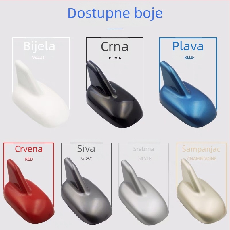 Dekorativna antena u obliku žraloče peraje za automobile, samoljepljivi montažni sustav, ABS plastika, lakirani završetak, univerzalna kompatibilnost s originalnim modelima bez antene