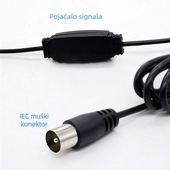 Automobilska DVB-T HDTV antena s usisnom čašom, ATSC, 75 Ω koaksijalni kabel