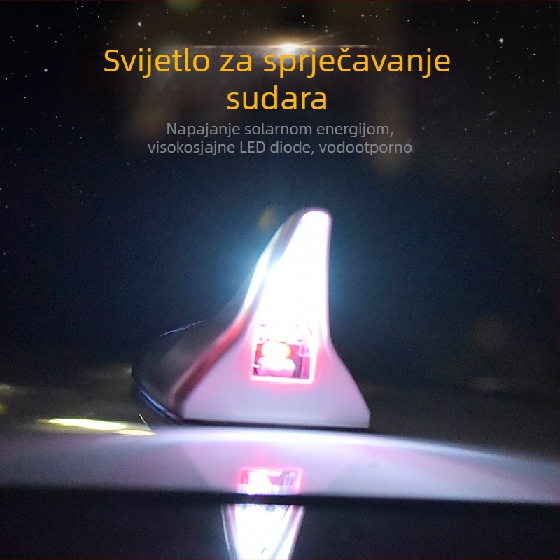 Automobilska antena s dizajnom shark-fin, montaža ljepilom, opća kompatibilnost, 8 LED svjetala