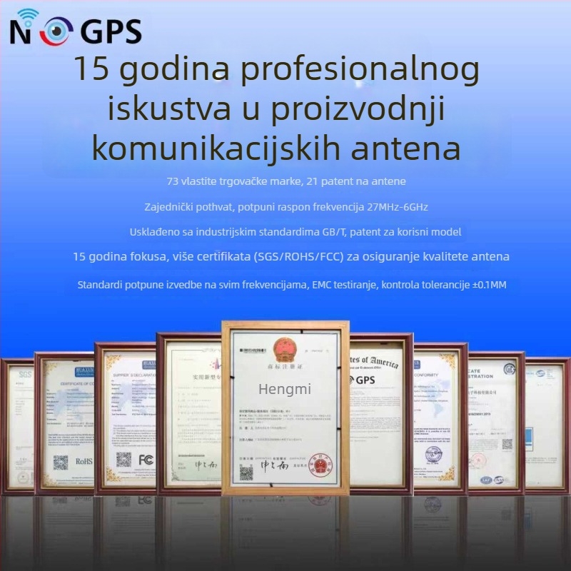 GNSS antena GPS/GLONASS/Galileo/Beidou sa SMA konektorom i prilagodljivom duljinom kabla za automobilsko pozicioniranje