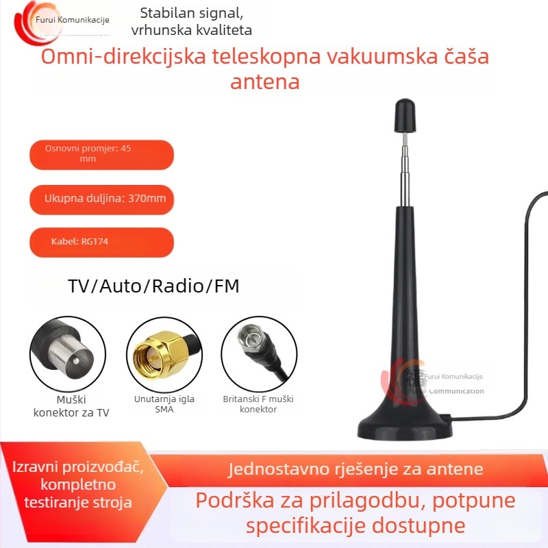 Furui AM/FM radio rod antena s vanjskim magnetskim nosačem i vanjskom WiFi antenom za automobil – pojačanje signala