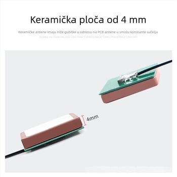 Pasivna keramička antena za WiFi 2.4 GHz i Beidou GPS, IPEX priključak, pozicioniranje vozila, dobitak 3 dBi, raspon 2400–2500 MHz, impedancija 50 Ω, SWR ≤ 2:1, napon 3–5 V