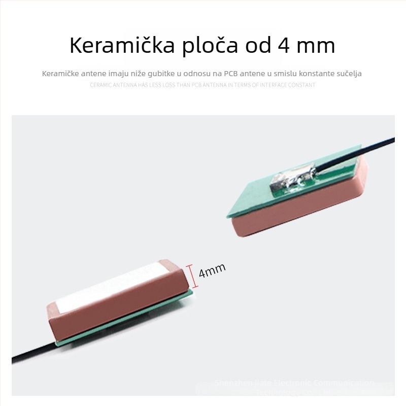 Pasivna keramička antena za WiFi 2.4 GHz i Beidou GPS, IPEX priključak, pozicioniranje vozila, dobitak 3 dBi, raspon 2400–2500 MHz, impedancija 50 Ω, SWR ≤ 2:1, napon 3–5 V