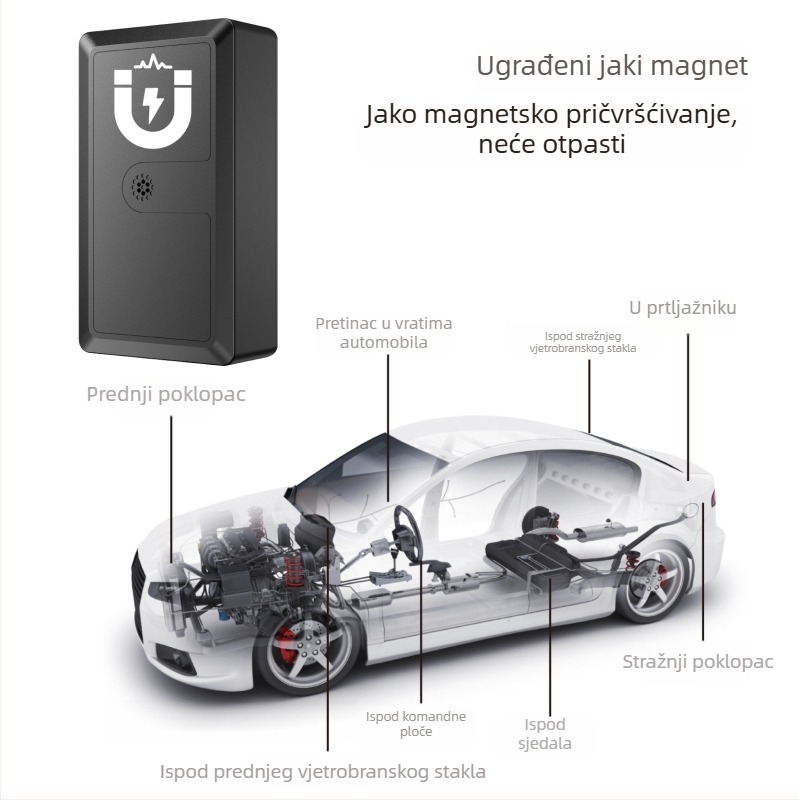 4G automobil GPS tracker, bežični protiv gubitka i krađe, snažan magnet, dugotrajna baterija, bez ugradnje