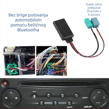 Renault-kompatibilan AUX Bluetooth glazbeni prijemnik za automobil s mikrofonom, PVC+bakar konstrukcija, 12V napajanje