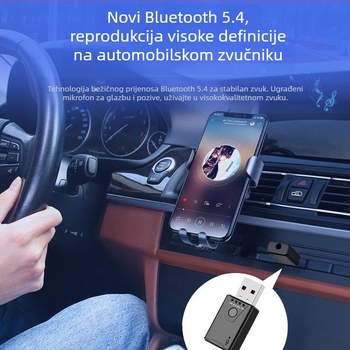 Bluetooth prijemnik USB za automobil - plug-and-play Hands-free adapter, Bluetooth 5.4, USB sučelje, domet 10-20 m, 100 Mbps