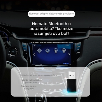 USB dvostruki izlaz automobilski Bluetooth 5.4 prijemnik, model E7, USB sučelje, Plug and Play, bez vanjskog napajanja, domet do 10 m