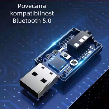 Auto Bluetooth transmitter-prijemnik adapter T7-4, USB sučelje, Bluetooth 5.0, Plug-and-Play, vanjsko napajanje, domet 10 m