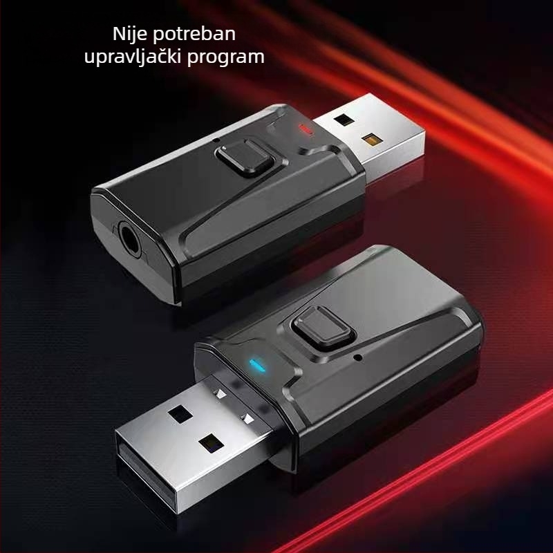 Auto Bluetooth transmitter-prijemnik adapter T7-4, USB sučelje, Bluetooth 5.0, Plug-and-Play, vanjsko napajanje, domet 10 m