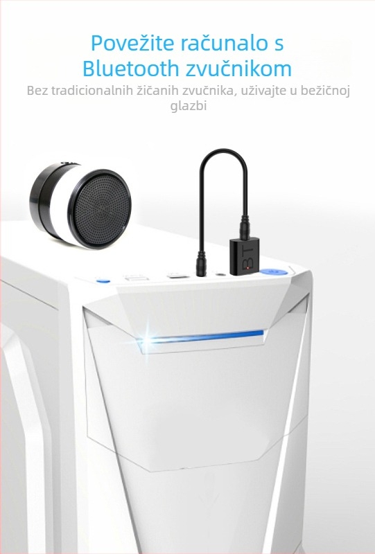 USB Bluetooth 5.0 audio prijemnik-emitator 2 u 1 | Sučelje USB/3.5mm, Plug-and-Play, Vanjsko napajanje, Raspon do 10 m