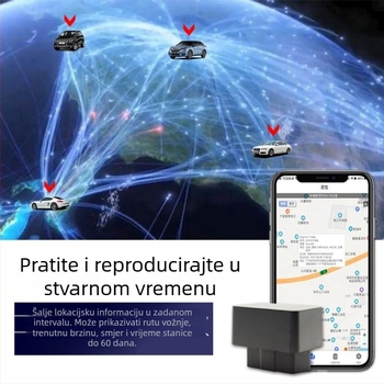 LMHOME M08 OBD GPS tragač za vozilo s alarmom – točnost GPS 3 m, napajanje preko OBD-a, ugrađena antena, načini alarma: vibracije, isključivanje napajanja, mobilni alarm, geofence, upozorenje brzine