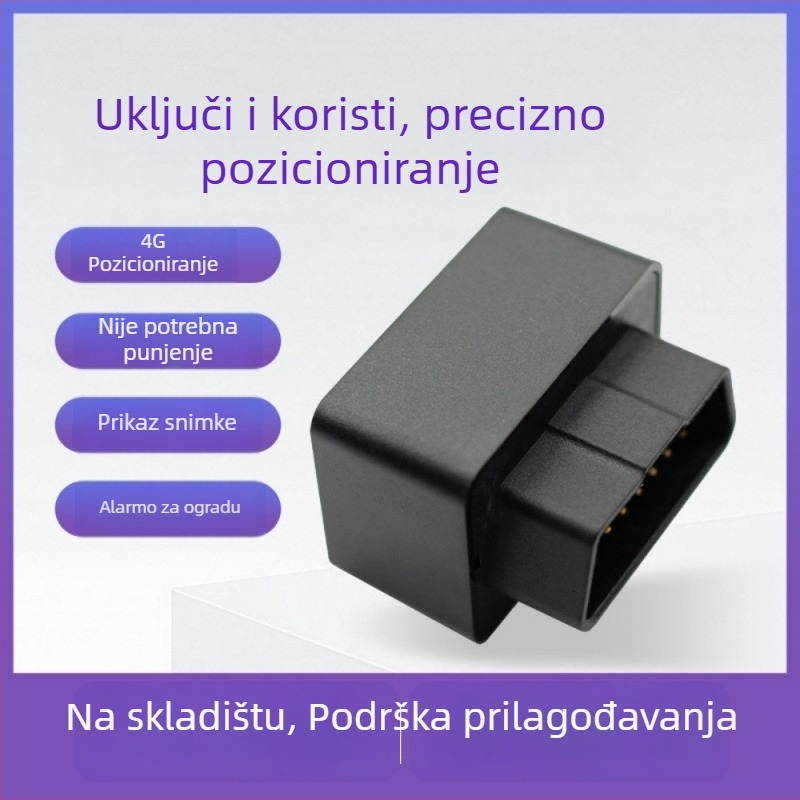 LMHOME M08 OBD GPS tragač za vozilo s alarmom – točnost GPS 3 m, napajanje preko OBD-a, ugrađena antena, načini alarma: vibracije, isključivanje napajanja, mobilni alarm, geofence, upozorenje brzine
