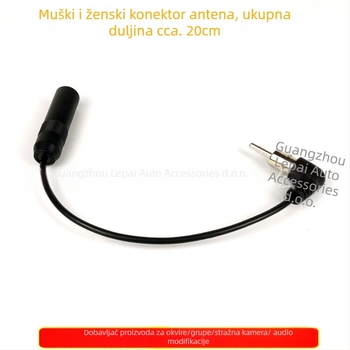 Univerzalni kabel za proširenje automobilske antene s muško-ženskim konektorima, kutnog dizajna