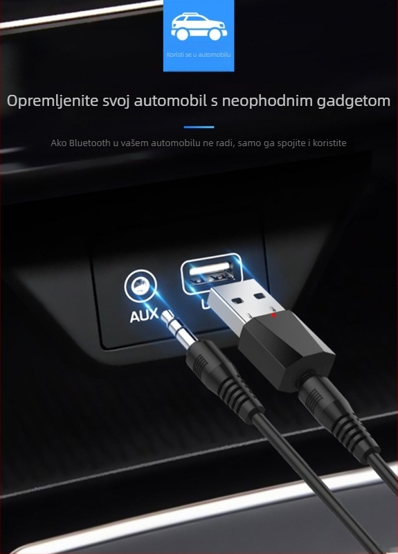 Stereo Bluetooth audio receiver s 3,5 mm AUX, USB Bluetooth adapter, model X1, Plug-and-Play, vanjsko napajanje, Bluetooth 4.2