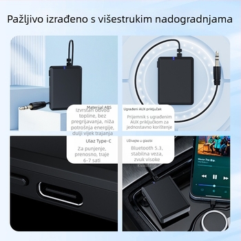 Automobilski Bluetooth prijemnik-emitator B6, ABS kućište, USB Type-C sučelje, napajanje 5V, težina 14 g
