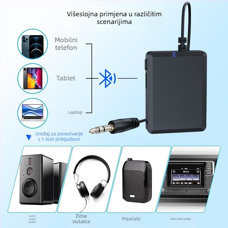 Automobilski Bluetooth prijemnik-emitator B6, ABS kućište, USB Type-C sučelje, napajanje 5V, težina 14 g