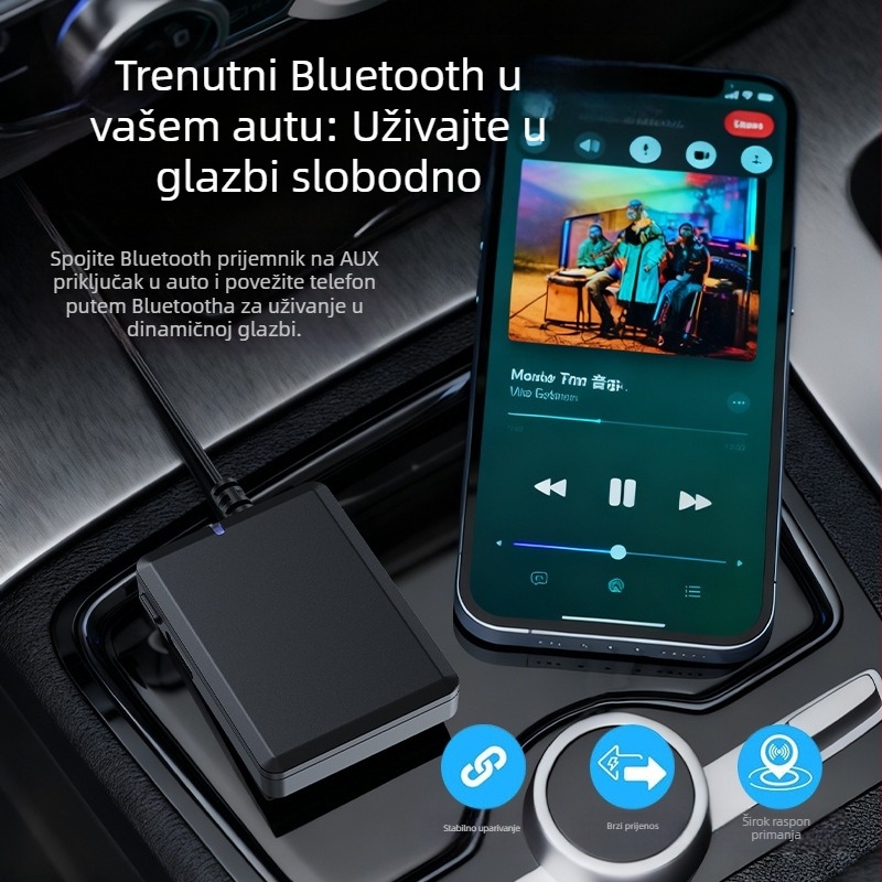 Automobilski Bluetooth prijemnik-emitator B6, ABS kućište, USB Type-C sučelje, napajanje 5V, težina 14 g