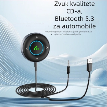 Bluetooth 5.3 audio prijemnik/emitiranje, 3,5 mm AUX, hands-free, USB napajanje, za automobil i dom