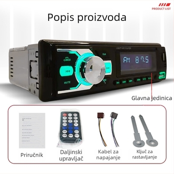 Bluetooth MP3 player za automobil s FM radiom, slotovima za kartice i USB, središnji upravljački pojačivač, bežični višenamjenski uređaj