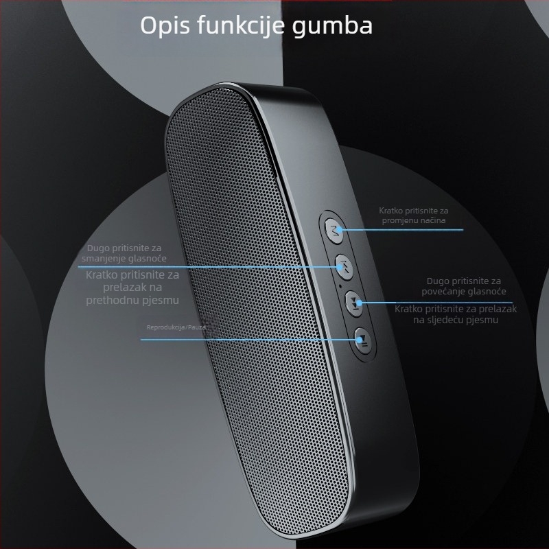 SC212 Bežični Bluetooth zvučnik s radiom, podrška TF/USB/AUX karticama, subwoofer, Bluetooth 5.0, 1200mAh