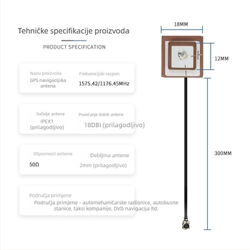 GPS L1/L5 laminirana aktivna keramička antena za navigaciju vozila — visok dobitak