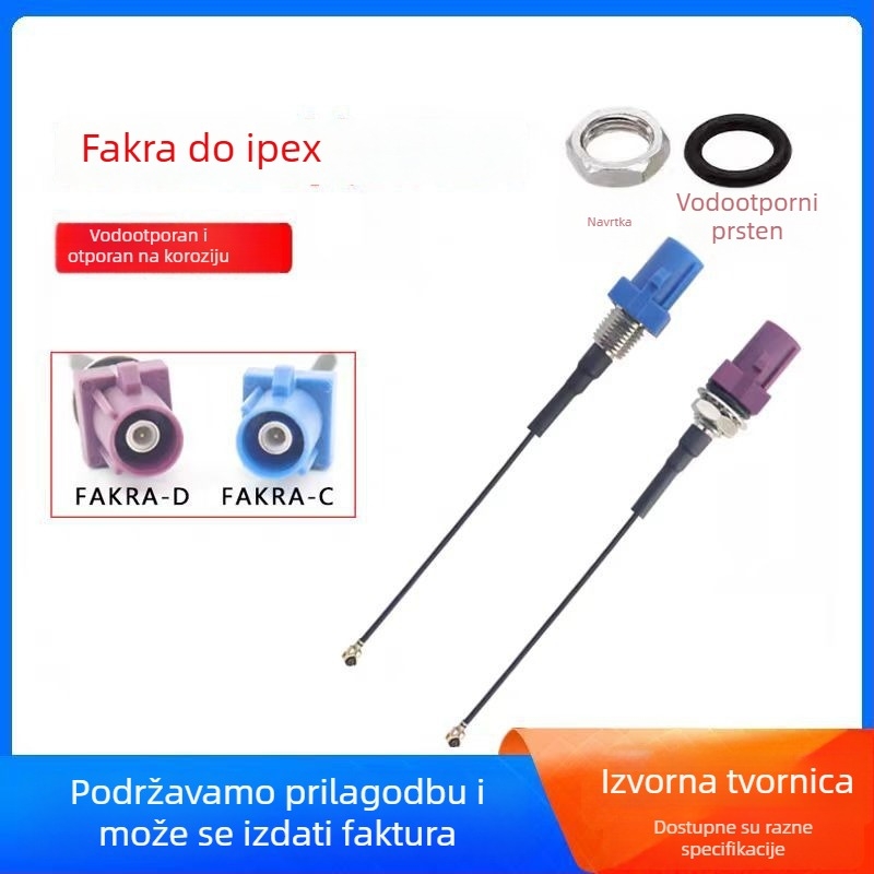 Ipex–Fakra adapter kabel SMB muško-ženski RF kabel za GPS auto antenu, vodootporna veza