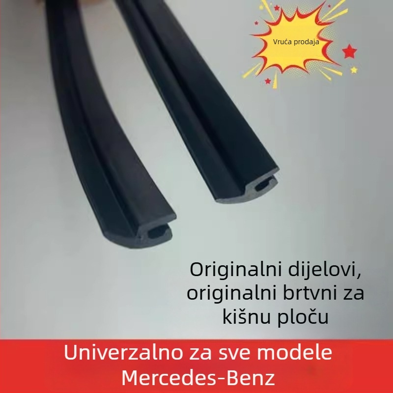 Mercedes-Benz brtvilo za skupljanje kišnice za prednje staklo i donji plastični pokrov trima brisača; otpornost na starenje, UV zaštita, otpornost na ozon, kemijska otpornost na slabe kiseline i baze