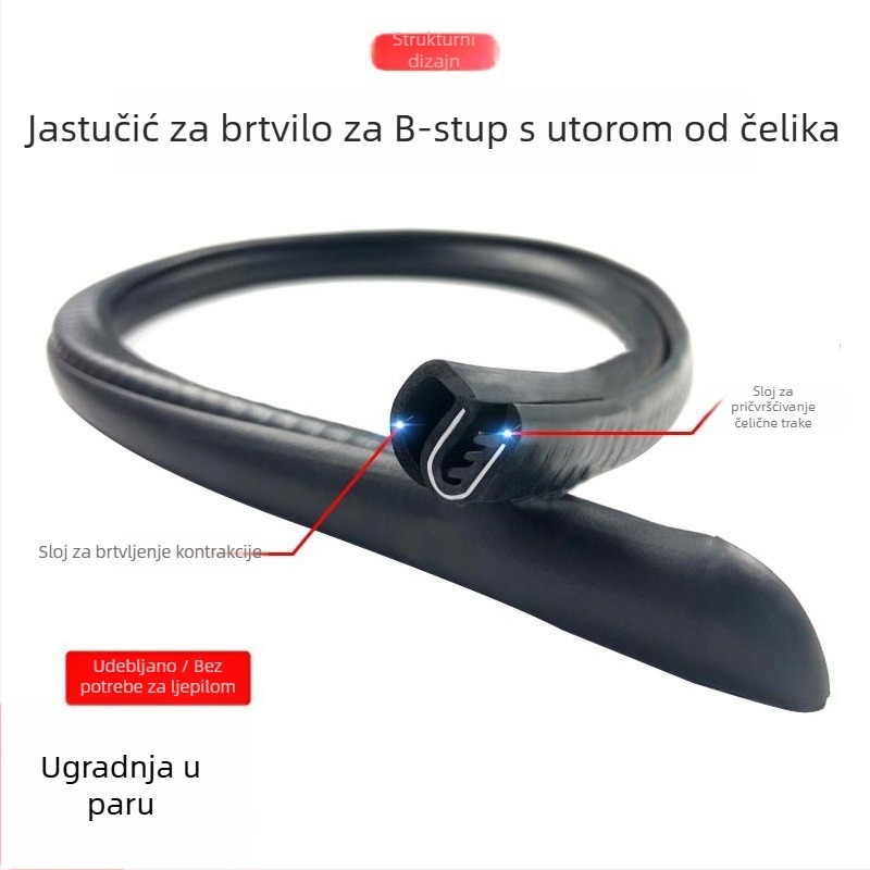Gumena brtvila za B-stup automobila – silikon, otporan na vjetar, zvučna izolacija, zaštita od prašine, u paru