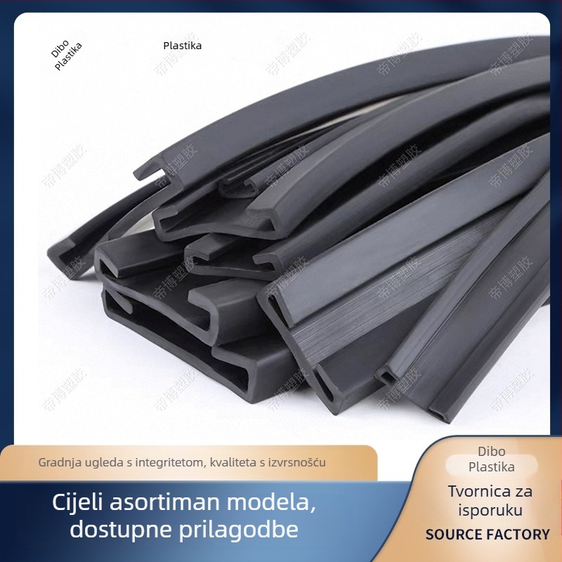 Automobilska gumena rubna traka s U-oblomom, staklenim umetkom i profilom s utorom za karticu (Automobilska industrija)