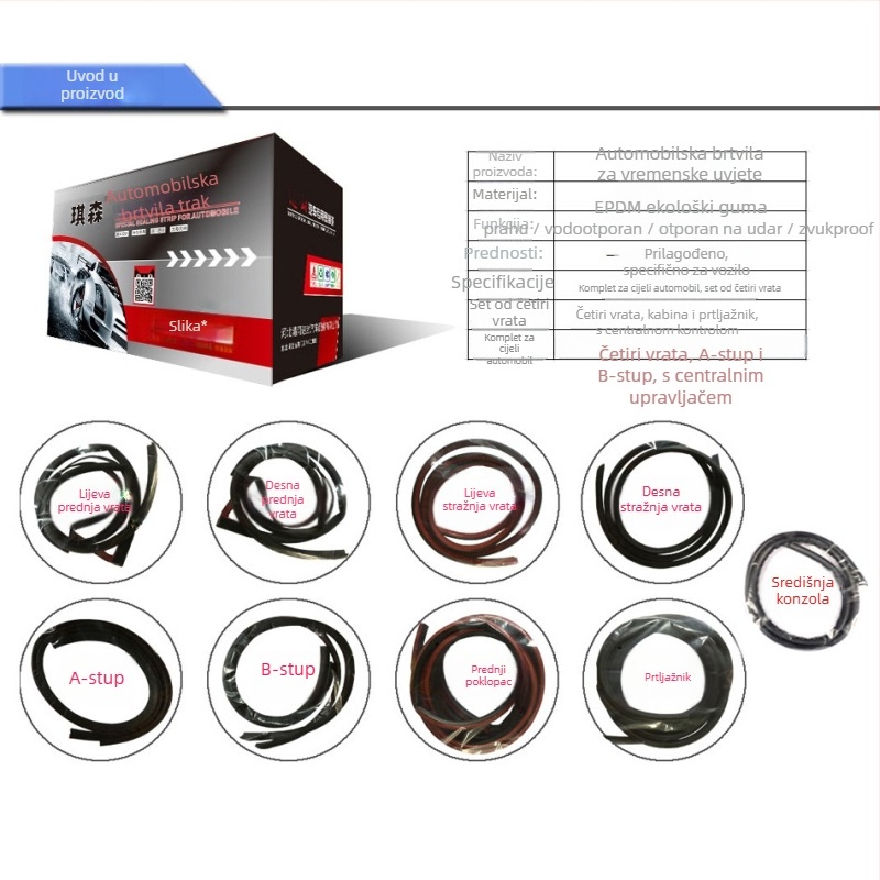 Gumeni brtni trak za vrata automobila, model 4526, marka QINGHEQISEN, materijal guma, pogodno za cijeli automobil