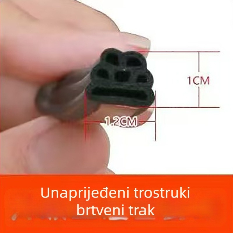 Univerzalno samoljepljivo gumeno brtvilo za auto vrata – trostruko slojeviti dizajn sa šest rupa, za vrata i prozore. Marka: Create Victory. Model: Car door strip