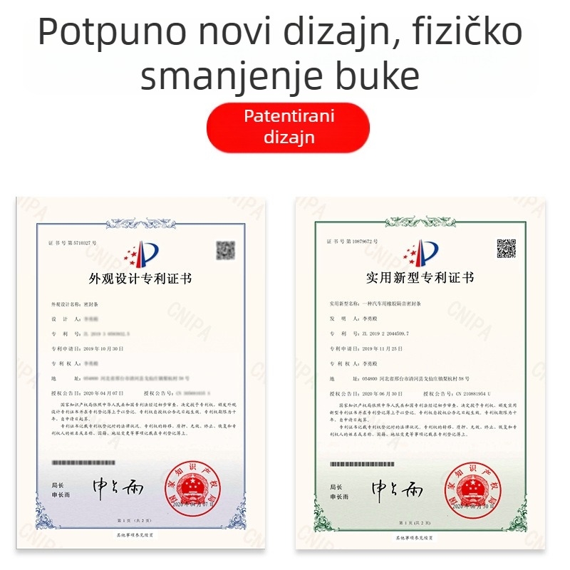 Gumena brtvica za vrata automobila, univerzalni L-tip, trostruka zvučna izolacija, vodootporna i otporna na prašinu