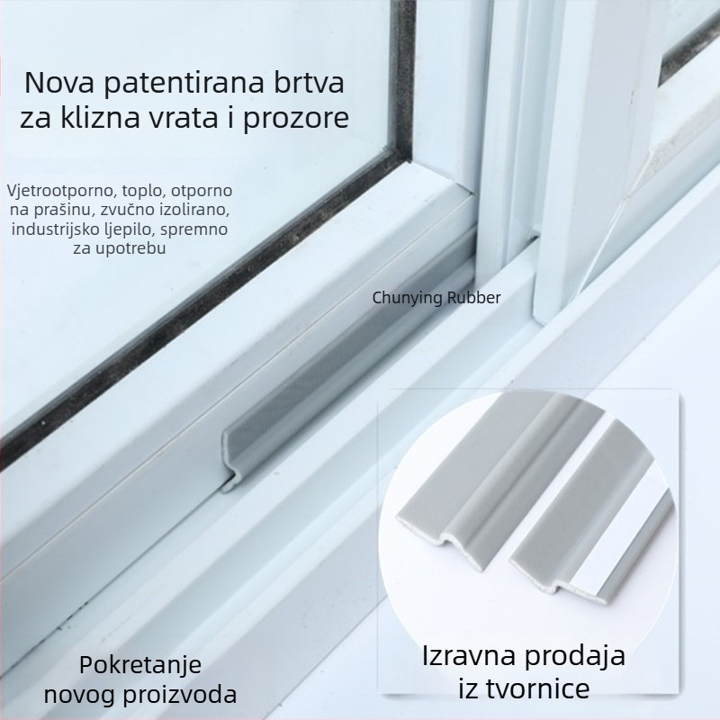 Samoljepljiva brtvna traka za prozore i vrata, brtvljenje za klizne prozore i vrata, zaštita od prašine aluminijske legure i tiho brtvilo