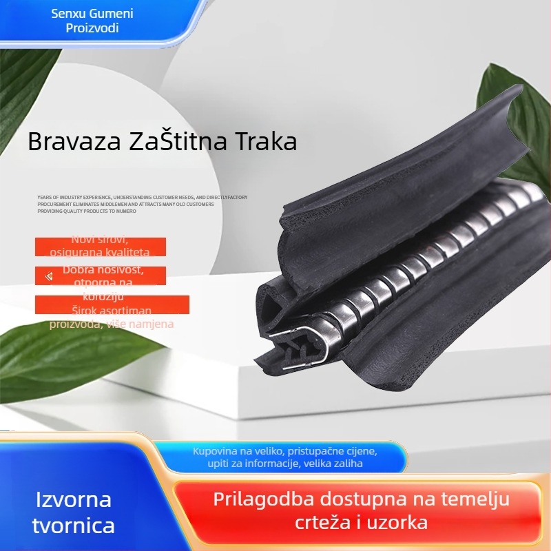 Brtvni trak za B-stup automobila, gumeni brtveni trak, otporan na visoke temperature, nestandardni kompozit, model 12379, debljina 3 mm, univerzalna kompatibilnost