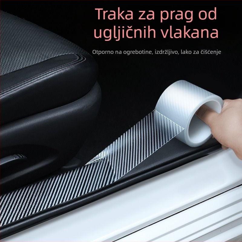 Auto prag zaštitna traka – PVC materijal, model 0123, univerzalna za sve modele, prilagodba po narudžbi, podrška pri instalaciji