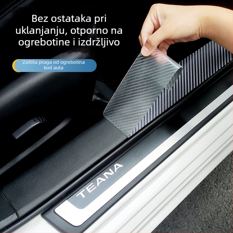 Auto prag zaštitna traka – PVC materijal, model 0123, univerzalna za sve modele, prilagodba po narudžbi, podrška pri instalaciji