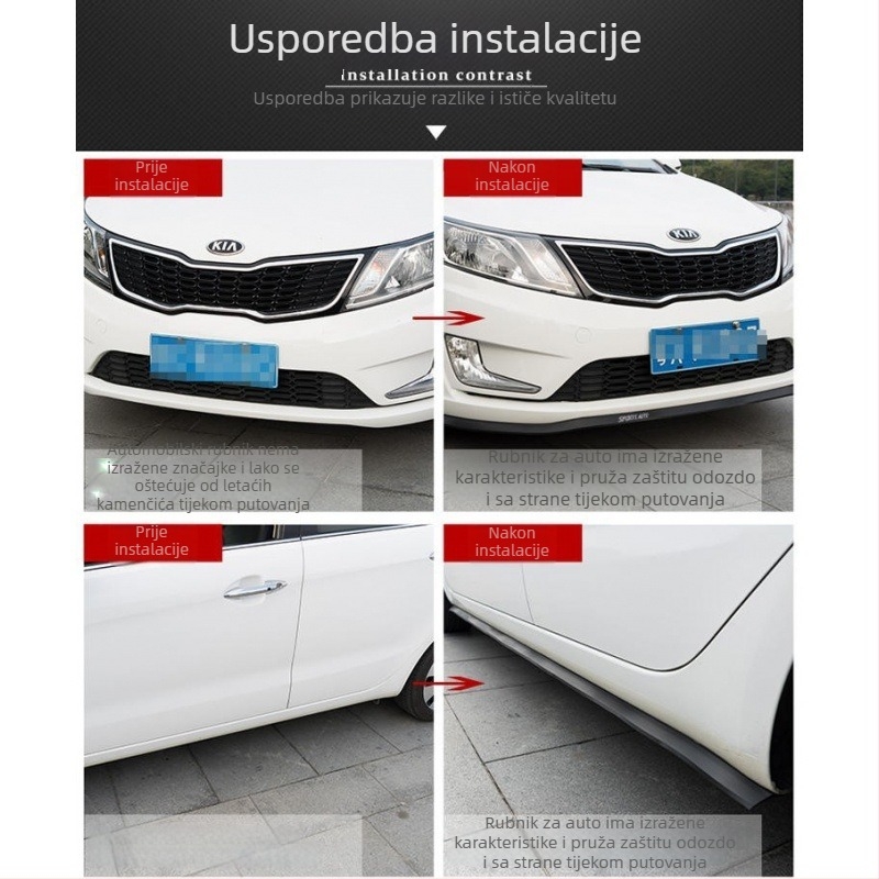 Jiankai gumena brtvna traka za prednji rub auta, L-oblik, samoljepljiva, 8 mm debljina