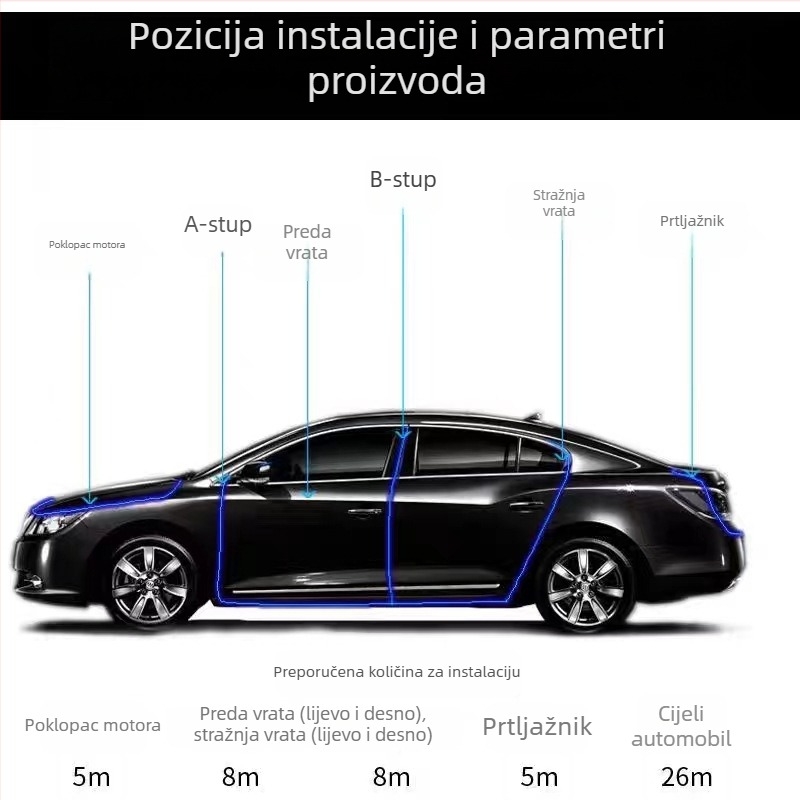 Yanfei Univerzalni gumeni brtvni trak za automobil – za cijelo vozilo