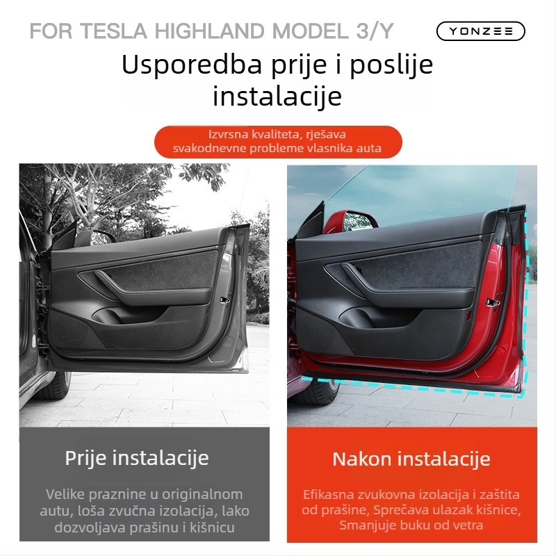 Automobilska brtva – gumeni brtvilo Tesla B-stupu Model Y/3, Tesla specijalno brtvilo, brend Platinum