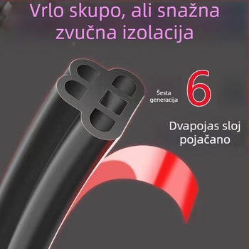 Dvostruki sloj brtvene trake za vrata automobila – samoljepljiva pjena za zvučnu izolaciju, zaštitu od prašine i vodootporan šav vrata (univerzalna kompatibilnost)