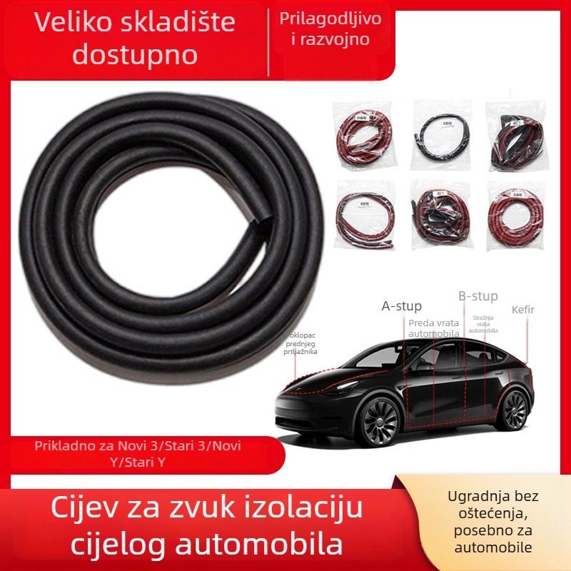 Tesla Model 3/Y trake za brtvljenje vrata i prozora, guma, 5.5 mm, za cijeli automobil – zvučna izolacija i vodootporna brtva