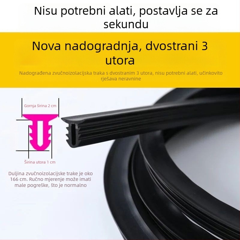 Automobilsko brtvilo za vrata s dvostrukim slojem zvučne izolacije, debelo za cijeli automobil, univerzalno brtvilo za vrata i šavove, prilagodbeni dodatak