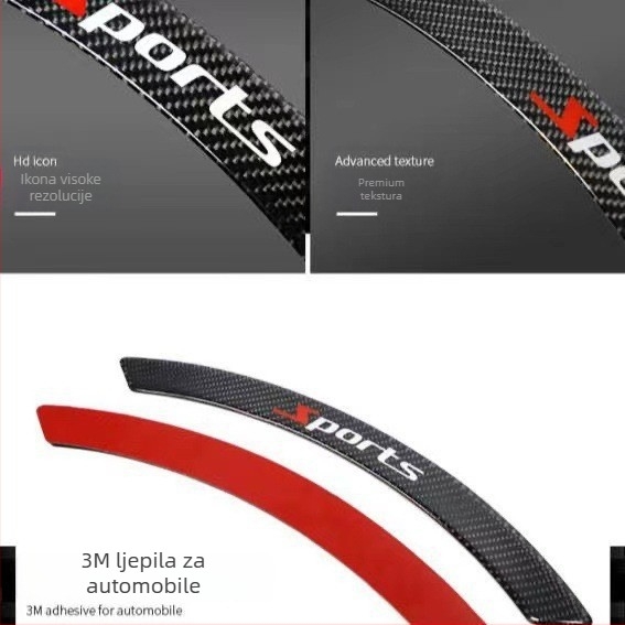 Karbonske naljepnice za karoseriju automobila - set od 4 komada, univerzalna kompatibilnost, prilagodljivo