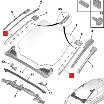 Automobilski brtvilo za prednje staklo — lijevi i desni stub, model 8120AK/8120AJ, marka Sign, kompatibilan s Peugeotom