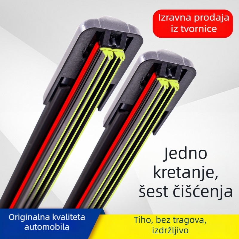 Automobilska brisač s 6-slojnim ljepljivim trakama, adapter za spajanje, set od 6 brisača, kompatibilan sa 99% modela, branda Vision