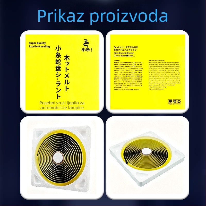 Automobilska brtva s butilnim topljenim ljepilom, model YK 01, pogodno za prednje lampe i vrata, univerzalna kompatibilnost