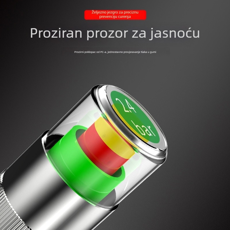 Kapica za nadzor tlaka guma, set od 4 kom, universalno za automobile, detekcija 2,4 bara, plastično + bakreno jezgro